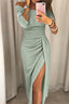 Women’s Draped Off-Shoulder Midi Dress with Front Slit