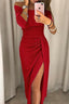 Women’s Draped Off-Shoulder Midi Dress with Front Slit