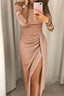 Women’s Draped Off-Shoulder Midi Dress with Front Slit