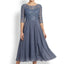 Women’s Elegant Lace Bodice Layered Midi Dress