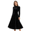 Women’s Elegant Long Sleeve Midi Dress with Fitted Bodice