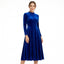 Women’s Elegant Long Sleeve Midi Dress with Fitted Bodice