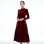 Women’s Elegant Long Sleeve Midi Dress with Fitted Bodice