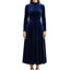 Women’s Elegant Long Sleeve Midi Dress with Fitted Bodice