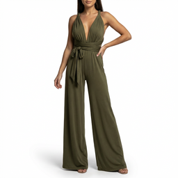 Women’s Elegant Wide-Leg Linen Jumpsuit