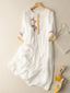 Women’s Embroidered Midi Dress with Relaxed Fit