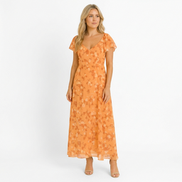 Women’s Floral Midi Dress with V-Neck