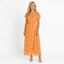Women’s Floral Midi Dress with V-Neck
