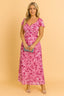 Women’s Floral Midi Dress with V-Neck