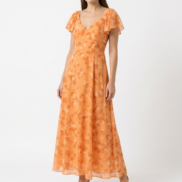 Women’s Floral Midi Dress with V-Neck