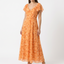 Women’s Floral Midi Dress with V-Neck