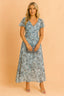 Women’s Floral Midi Dress with V-Neck