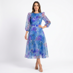 Women’s Floral Print Long Sleeve Midi Dress