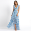 Women’s Floral Ruffle Sleeve High-Low Maxi Dress
