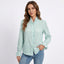 Women’s Gingham Ruffle Trim Long Sleeve Blouse