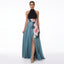 Women’s Halter Neck Floral Print Maxi Dress with Front Slit