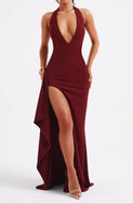 Women’s Halter Neck Slit Maxi Dress
