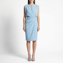 Women’s Keyhole Neckline Draped Midi Cocktail Dress