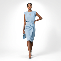Women’s Keyhole Neckline Draped Midi Cocktail Dress