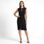 Women’s Keyhole Neckline Draped Midi Cocktail Dress