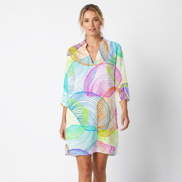 Women’s Long Button-Front Shirt Dress with Collar