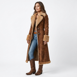 Women’s Long Shearling-Style Winter Coat