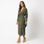 Women’s Long Sleeve A-Line Maxi Dress with Wrap Front