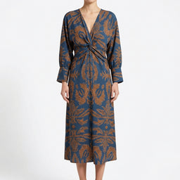 Women’s Long Sleeve A-Line Maxi Dress with Wrap Front