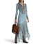 Women’s Long Sleeve Embroidered Fringe Maxi Dress
