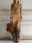 Women’s Long Sleeve Embroidered Fringe Maxi Dress