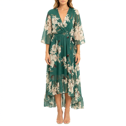 Women’s Long Sleeve Floral Wrap Midi Dress
