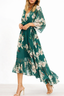 Women’s Long Sleeve Floral Wrap Midi Dress