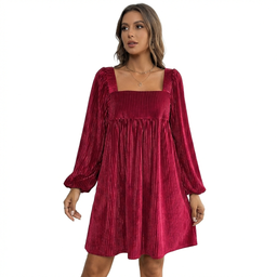 Women’s Long Sleeve Square Neck Mini Dress