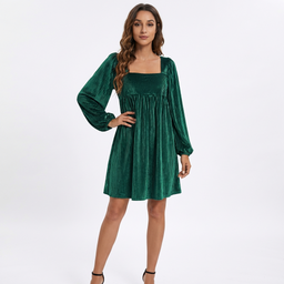 Women’s Long Sleeve Square Neck Mini Dress