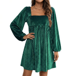 Women’s Long Sleeve Square Neck Mini Dress