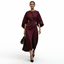 Women’s Midi-Length Dress with Lantern Sleeves and Waist Belt