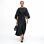 Women’s Midi-Length Dress with Lantern Sleeves and Waist Belt
