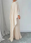 Women’s Pleated Maxi Dress with Cape Overlay
