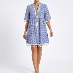 Women’s Printed Tassel Trim Mini Dress