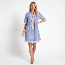 Women’s Printed Tassel Trim Mini Dress