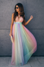 Women’s Rainbow Gradient V-Neck Maxi Dress