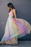 Women’s Rainbow Gradient V-Neck Maxi Dress