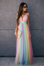 Women’s Rainbow Gradient V-Neck Maxi Dress