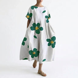 Women’s Relaxed Fit Midi Dress with Floral Pattern