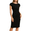Women’s Ruched Waist Midi Dress with Short Sleeves