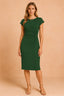 Women’s Ruched Waist Midi Dress with Short Sleeves