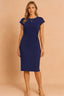 Women’s Ruched Waist Midi Dress with Short Sleeves