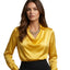 Women’s Satin Cowl Neck Long Sleeve Blouse