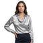 Women’s Satin Cowl Neck Long Sleeve Blouse