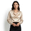 Women’s Satin Cowl Neck Long Sleeve Blouse